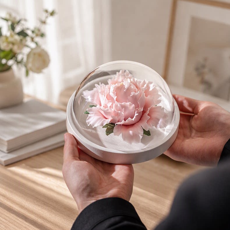 Hand-Painted Ceramic Peony - Essential Oil Gift Set