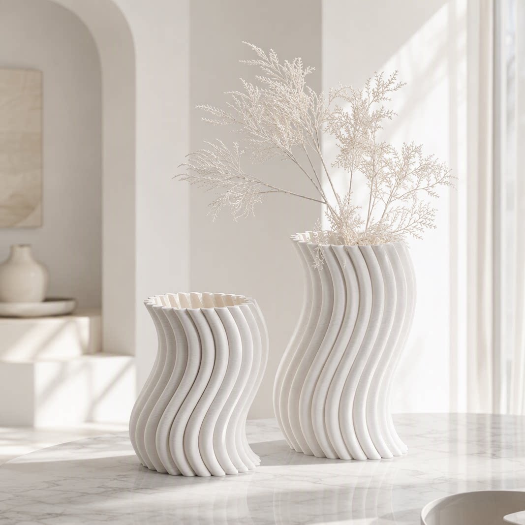 Twisted Sculptural Vase - White Porcelain