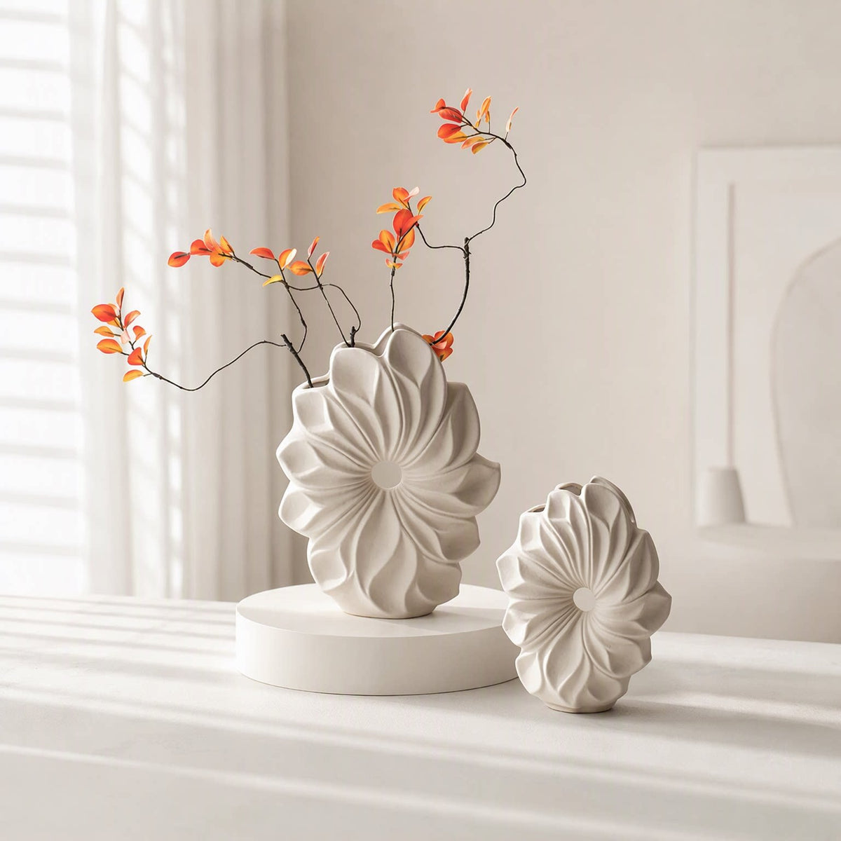 Nordic Minimalist Vase - Pure White